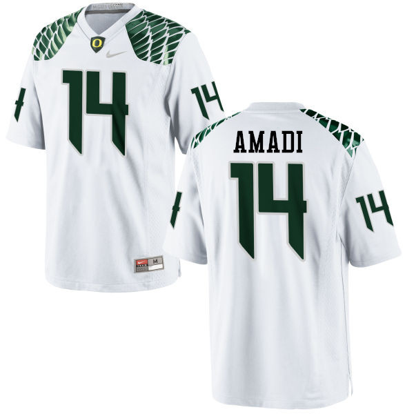 Men #14 Ugo Amadi Oregon Ducks College Football Jerseys-White